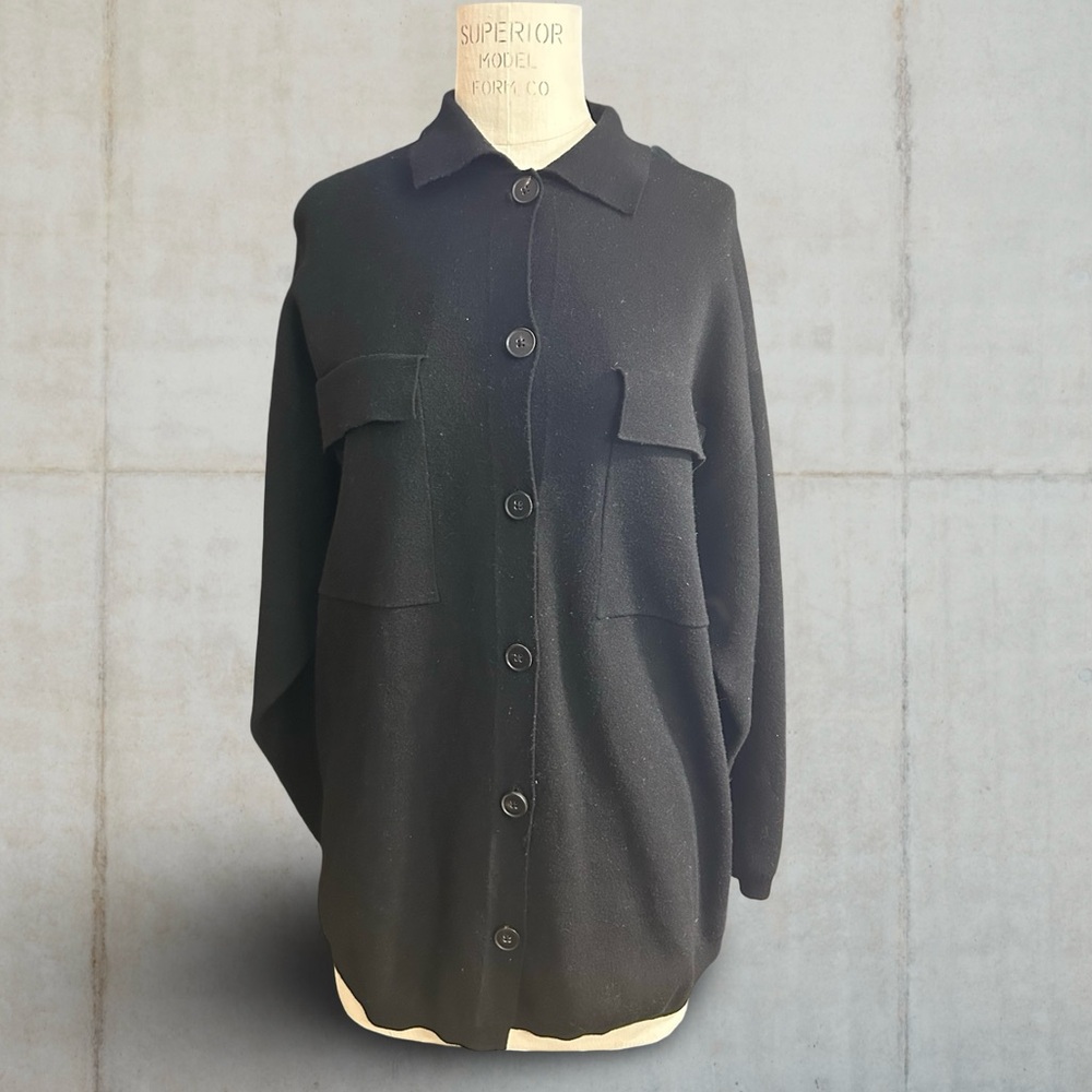 Aritzia Wilfred Free Ronnie Sweater Black Button Down Sustainable Size Small